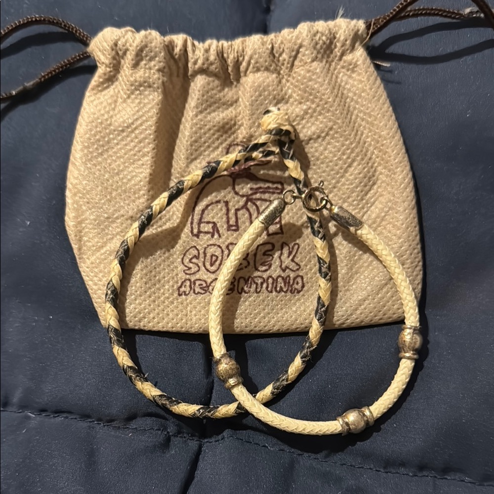 Braided Tan and Blue Bracelet Set